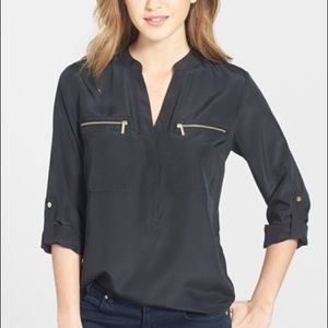 Michael Kors Black Zipper Blouse Small S